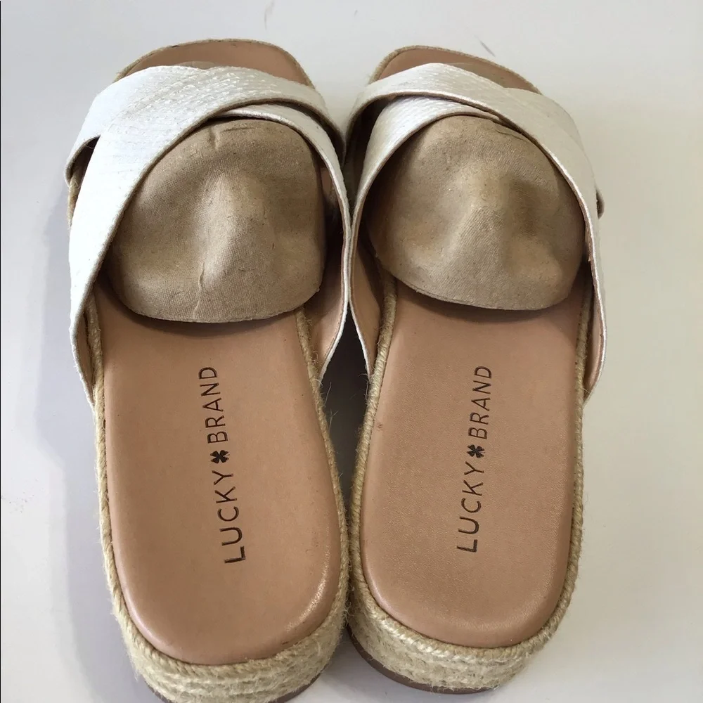 Lucky brand espadrille sandal strap cream beige sz 9 nwt